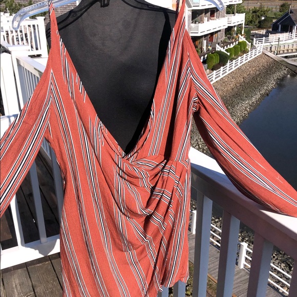 Heartbeeps Romper Orange Striped Romper Medium - Picture 3 of 7